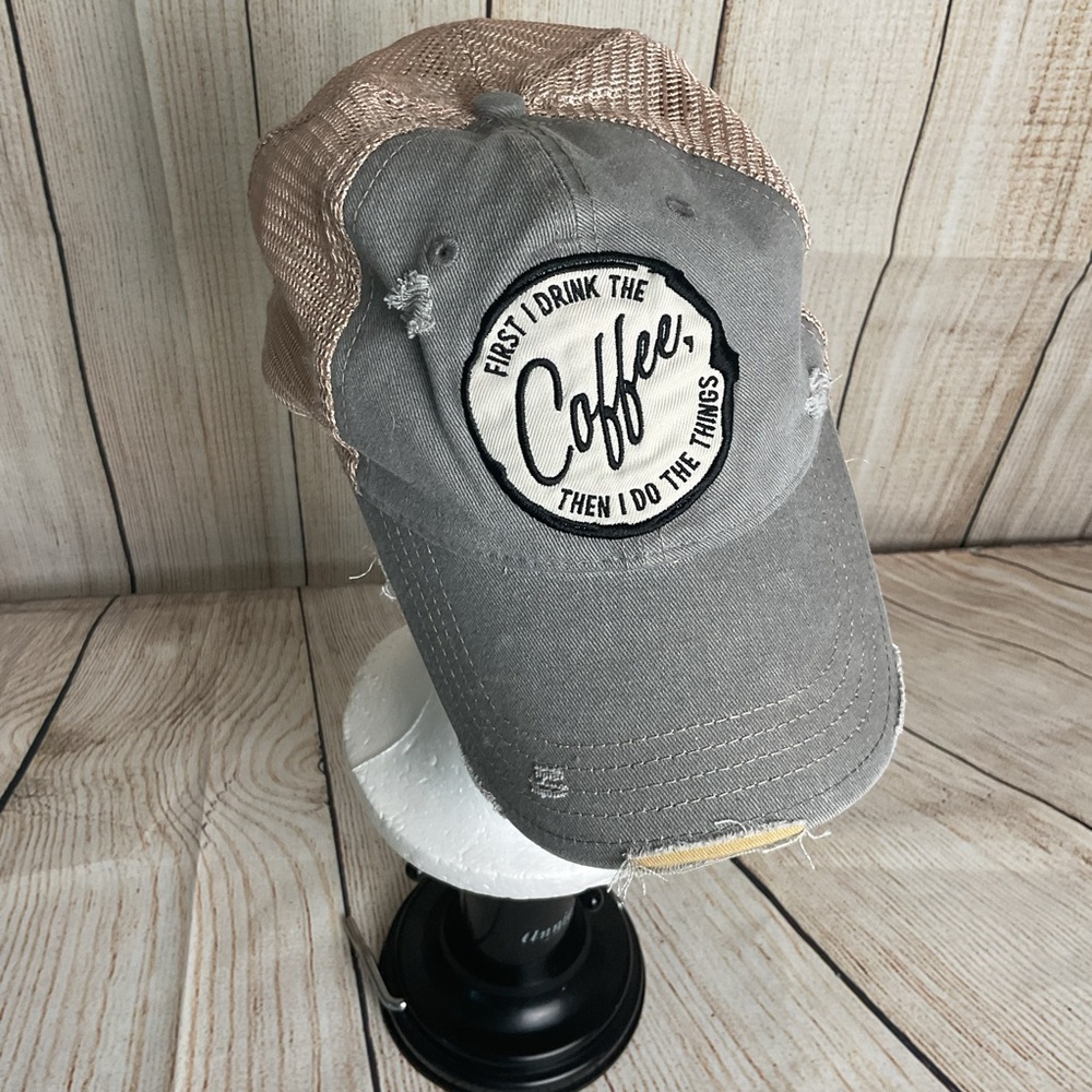 Gray and Tan Coffee Lover Cap